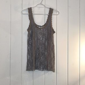 Grey lace tank top. Size S
